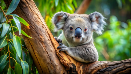 Koala resting in eucalyptus tree, koala, tree, wildlife, Australia, eucalyptus, marsupial, nature, cute, furry, animal, branch