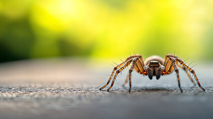 Close-up of a spider, natural green background