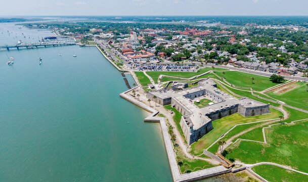 Castillo de San Marcos National Monument along the shoreline of the Matanzas River, St. Augustine, Florida, United States.