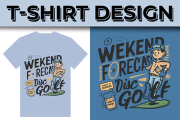 Disco Golf Sport Style Typography Illustration T-shirt Design 