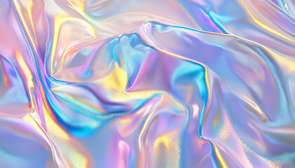 Obraz premium Iridescent, holographic patterns in pastel shades, creating a futuristic, dreamy effect that shifts in color and tone