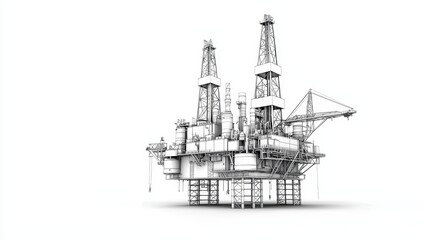 Fototapeta premium Detailed Oil Rig Illustration on White Background