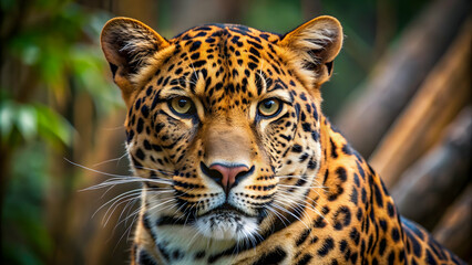 Obraz premium Close up photography of a brown and black leopard, leopard, wild, animal, feline, nature, spotted, fur, close up, wildlife
