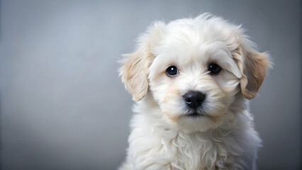 High resolution image of an adorable white furry puppy, puppy, white, furry, fluffy, pet, dog, cute, adorable, animal