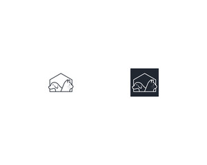Dog and cat logo design template vector, line of pet logo design suitable for pet shop, store, caffe, business, hotel, veterinary clinic, Domestic animal vector illustration logotype, sign, symbol.