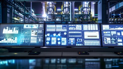 Obraz premium Imagine a large-scale manufacturing plant where DCS coordinates and monitors automated production lines for smooth and synchronized operations