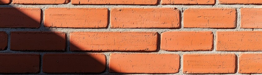 Textured Red Brick Wall with Shadow Effects