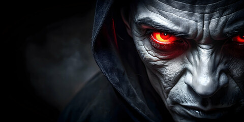 A red-eyed demon is lurking in the shadows, watching you closely, demon, red eyes, shadow, fear, spooky, supernatural