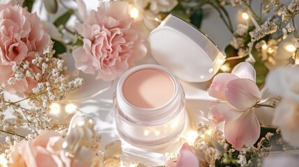 Moisturizing Cream Surrounded by Floral Decor