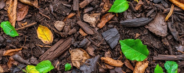 Natural Ground Cover with Leaves and Wood Chips