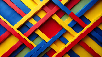 Bold composition of intersecting lines and geometric shapes in primary colours , abstract, modern, design, pattern