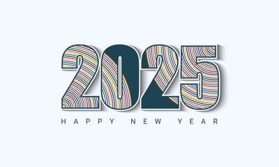 2025 Happy New Year Background Design with creative colorful number typography.