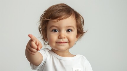 Adorable Kid Gesturing Towards You