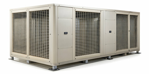 Large commercial heat pump unit in  isolated on background, commercial, heat pump, unit,, isolated