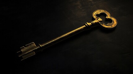 An Ornate Key Positioned on a Dark Background with Warm Color Accents