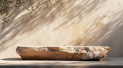 Natural Stone Platform Against a Wall - Minimalist Background