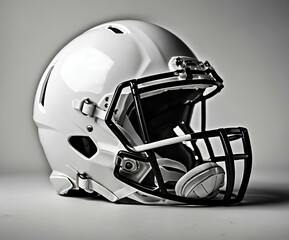 Fototapeta premium Streamlined white American football helmet designed for optimal protection, blending modern technology with a stylish look