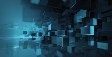abstract background flying cubes, created by ai generated