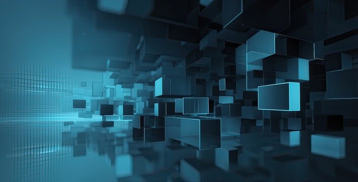 Fototapeta abstract background flying cubes, created by ai generated