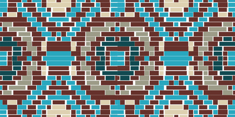 Fototapeta premium Motifs Ndebele Traditional Pattern Paintingfolk Embroidery, Aztec Geometric Ornament Print. Design for Carpet, Wallpaper, Clothing, Wrapping, Fabric