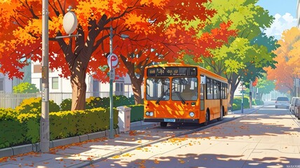 Obraz premium Golden Hour in an Autumn Street