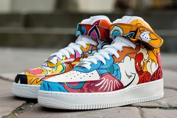 Custom Sneaker Design, Artists hand-painting and customizing sneakers with unique designs