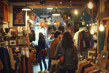 Pop-Up Shops, Shoppers browsing unique products in trendy pop-up retail locations
