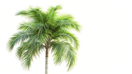 Palm Tree with Lush Green Leaves on a White Background