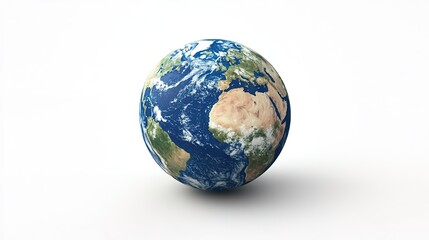 Fototapeta premium A stunning depiction of Planet Earth against a clean white background, showcasing the vibrant colors of the continents and oceans. 