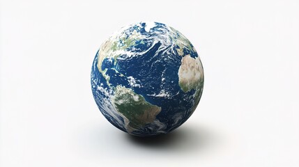 Fototapeta premium A stunning depiction of Planet Earth against a clean white background, showcasing the vibrant colors of the continents and oceans. 