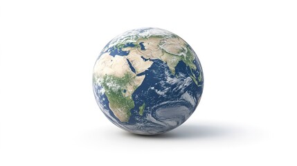Fototapeta premium A stunning depiction of Planet Earth against a clean white background, showcasing the vibrant colors of the continents and oceans. 
