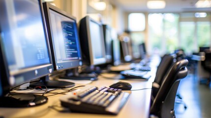 Computer Lab: A tranquil space filled with desktop computers and printers, where students can complete assignments, use specialized software, and print class materials.
