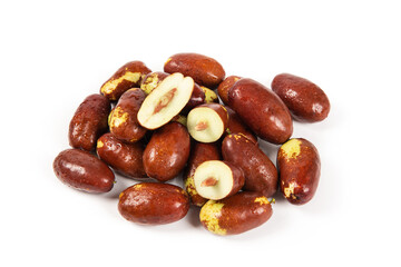 Fresh raw jujubes fruits isolated on white background.