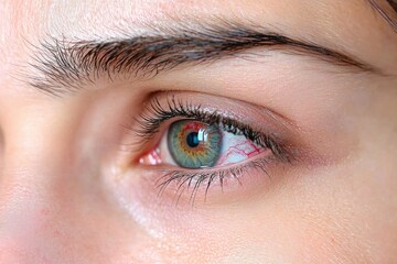 Obraz premium Close-up of a captivating eye revealing unique colors and intricate details, showcasing beauty and emotion in human expression.