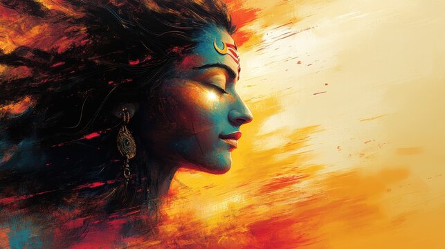 Modern Abstract Art of Shivas Face Emerging