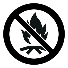 ISO prohibition safety signs symbol and pictogram only_no campfire_black and white edition	
