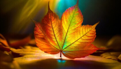 A stunning autumn leaf photoshoot, capturing vibrant hues and intricate textures against a foggy, rainy backdrop, beautifully rendered with a 50mm lens for exquisite detail.