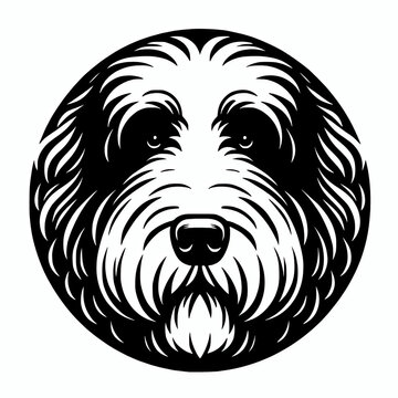 recommend clip art: Old english sheepdog face circle logo icon vector illustration