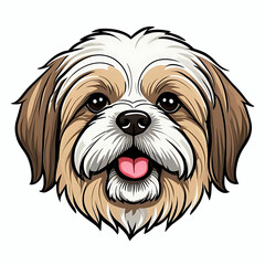 Lhasa apso dog face vector cartoon illustration