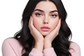 Naklejka premium Girl with shame faces on transparent background human emotions