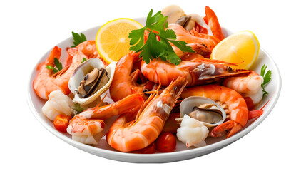 a dish of Seafood delicious isolated on transparent white background