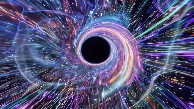 exhilarating 4K animation seamless journey wormhole filled millions stars nebulae spacetime distortions sciencefiction video creates visual experience traveling black hole hyperspace tunnel perfect