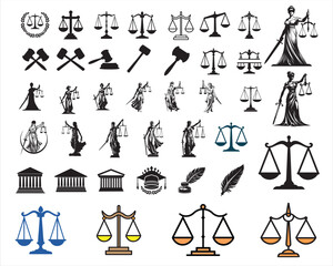 Collection of  Lady Justice Vector Illustration - Justice  Clipart Design Sublimation