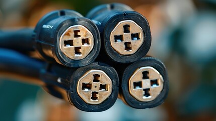Fototapeta premium Extension Cord: A flexible power cable that extends the reach of electrical devices, featuring multiple outlets and heavy-duty insulation for both indoor and outdoor use.