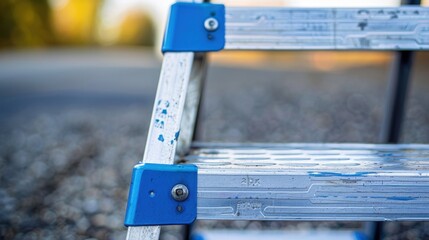 Ladder: A sturdy multi-step tool designed for reaching high places, typically made from aluminum or fiberglass, featuring non-slip feet for added stability.
