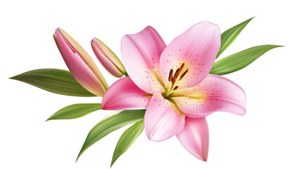 Fototapeta premium Pink lily flower bouquet isolated on transparent background