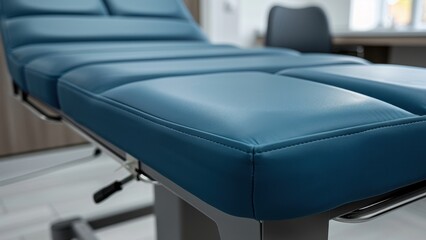 Examination Table: Featuring adjustable height and padded surfaces, this table provides comfort for patients during exams or procedures, often with paper lining for hygiene.
