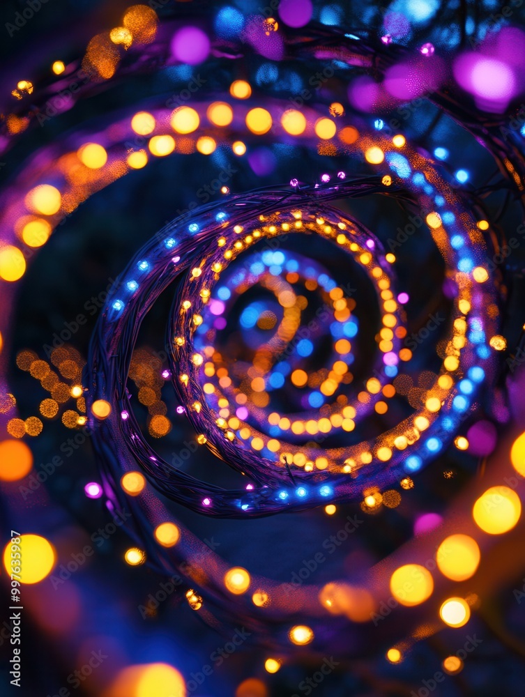 Aufkleber bright christmas lights arranged in spirals create a mesmerizing pattern, illuminating the surroundi