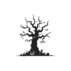 Detailed Dead Tree Silhouette - Leafless Branches Vector.