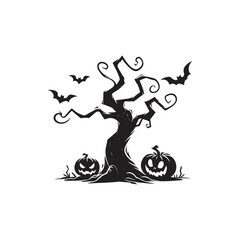 Silhouette of a Leafless Tree - Vector Illustration for Design.